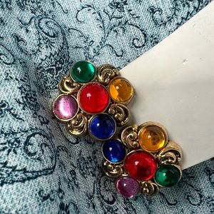 Gorgeous vintage rainbow clip on earrings